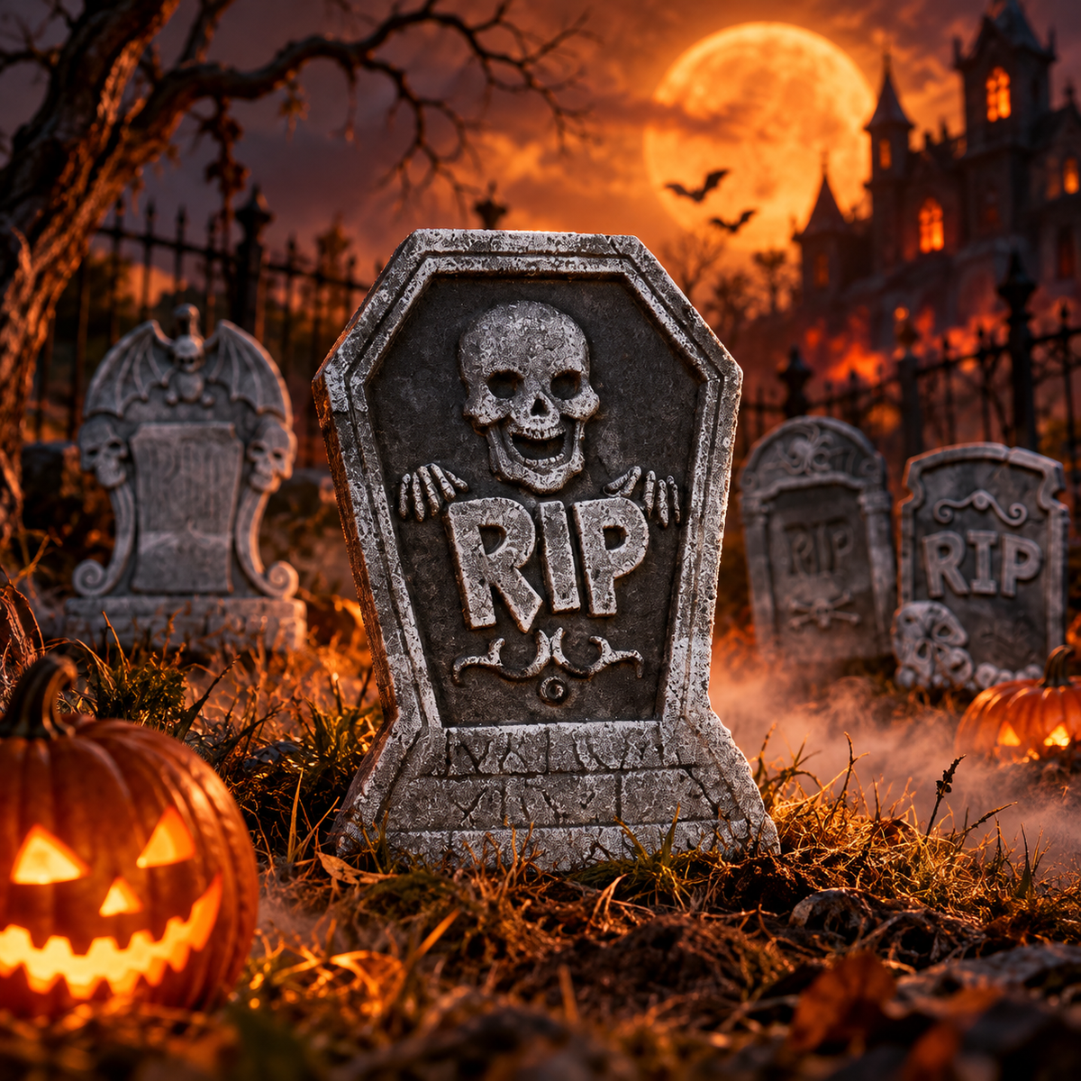 Pierre Tombale pour Halloween + Toile d'araignée