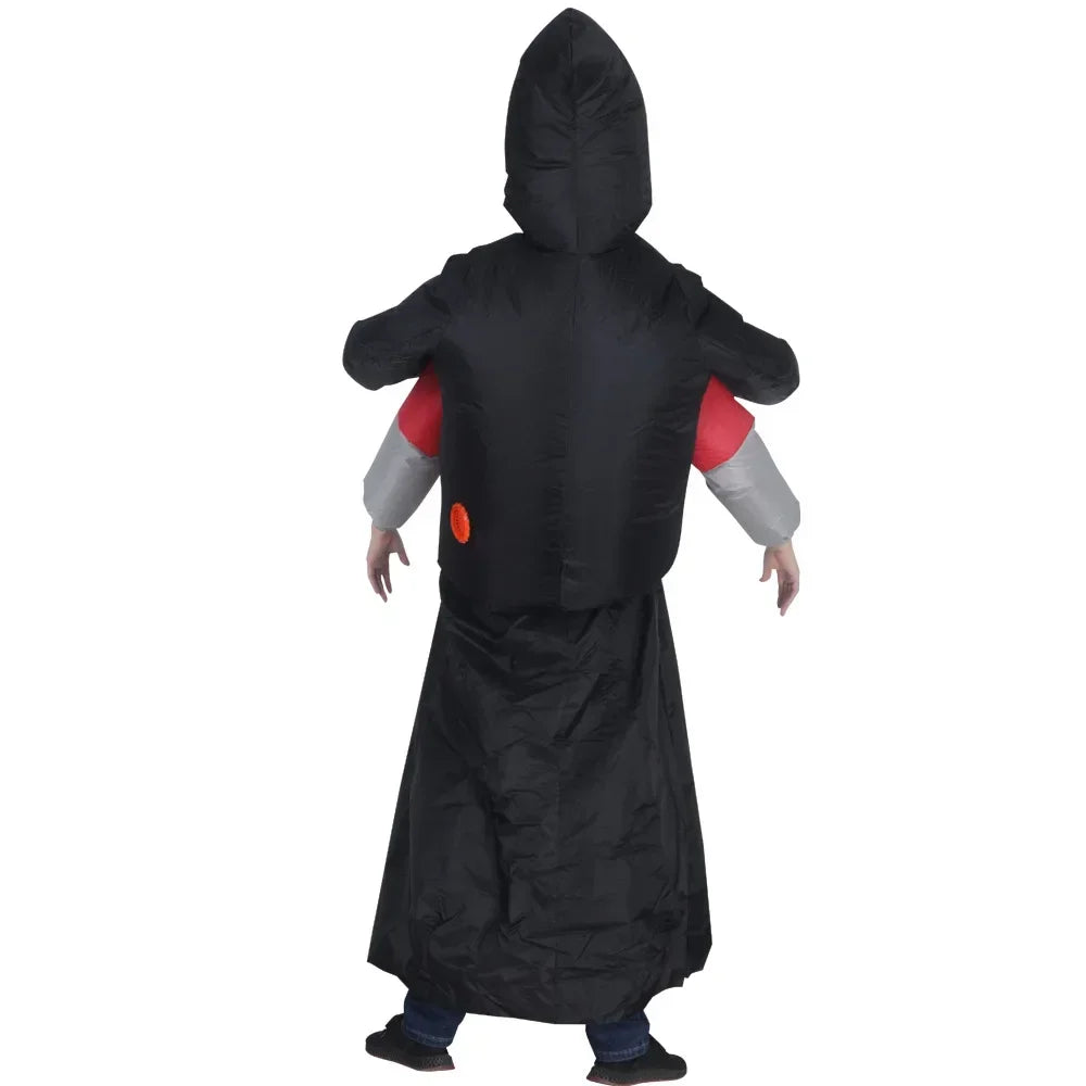 Costume de faucheuse gonflable pour adulte, tenue d'halloween effrayante