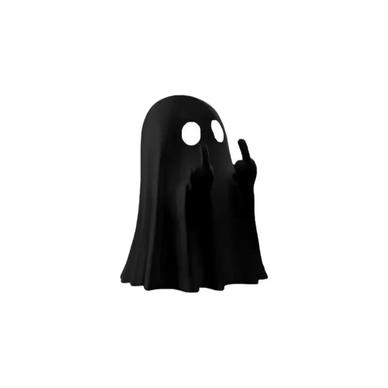Statue fantôme mignonne au doigt du milieu, petite décoration d'halloween pour la maison, pièce maîtresse pour Table basse, adorable figurine d'horreur