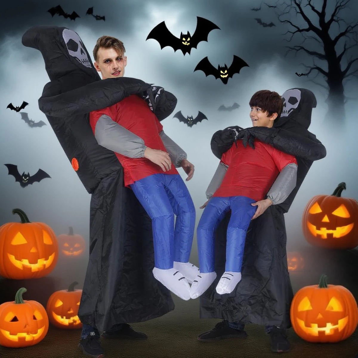 Costume de faucheuse gonflable pour adulte, tenue d'halloween effrayante