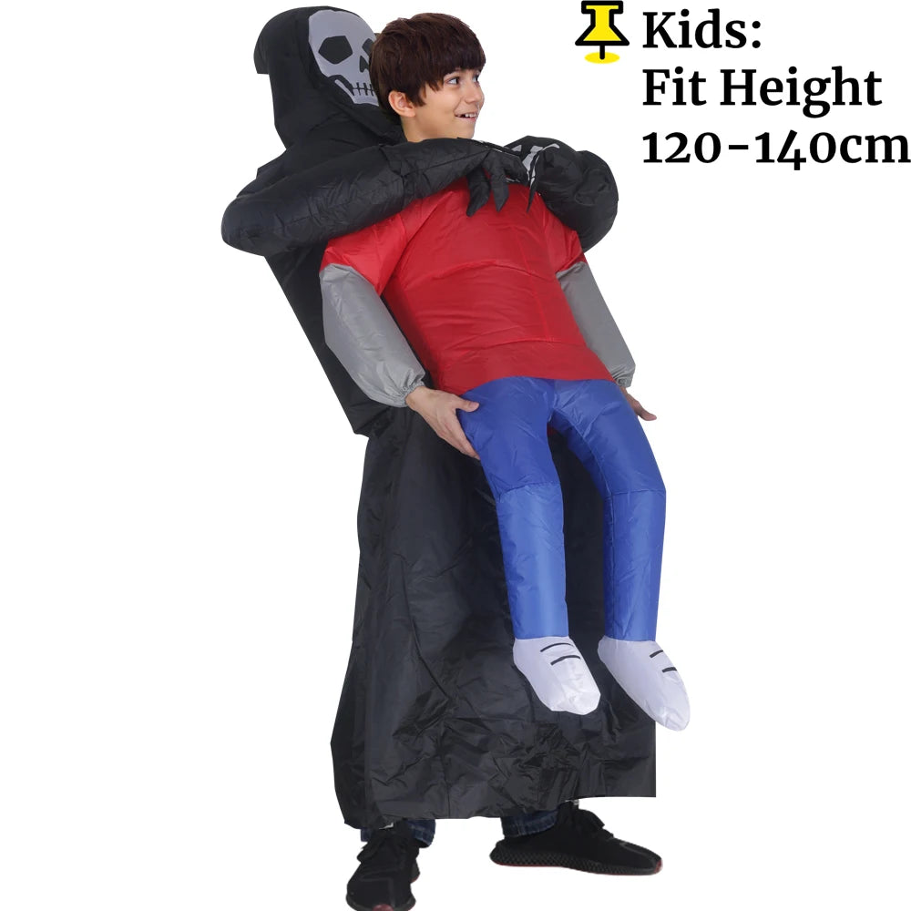 Costume de faucheuse gonflable pour adulte, tenue d'halloween effrayante