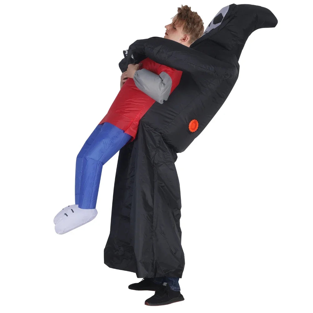 Costume de faucheuse gonflable pour adulte, tenue d'halloween effrayante