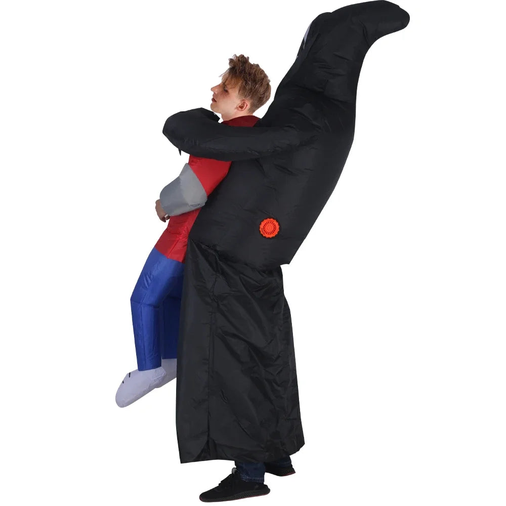 Costume de faucheuse gonflable pour adulte, tenue d'halloween effrayante