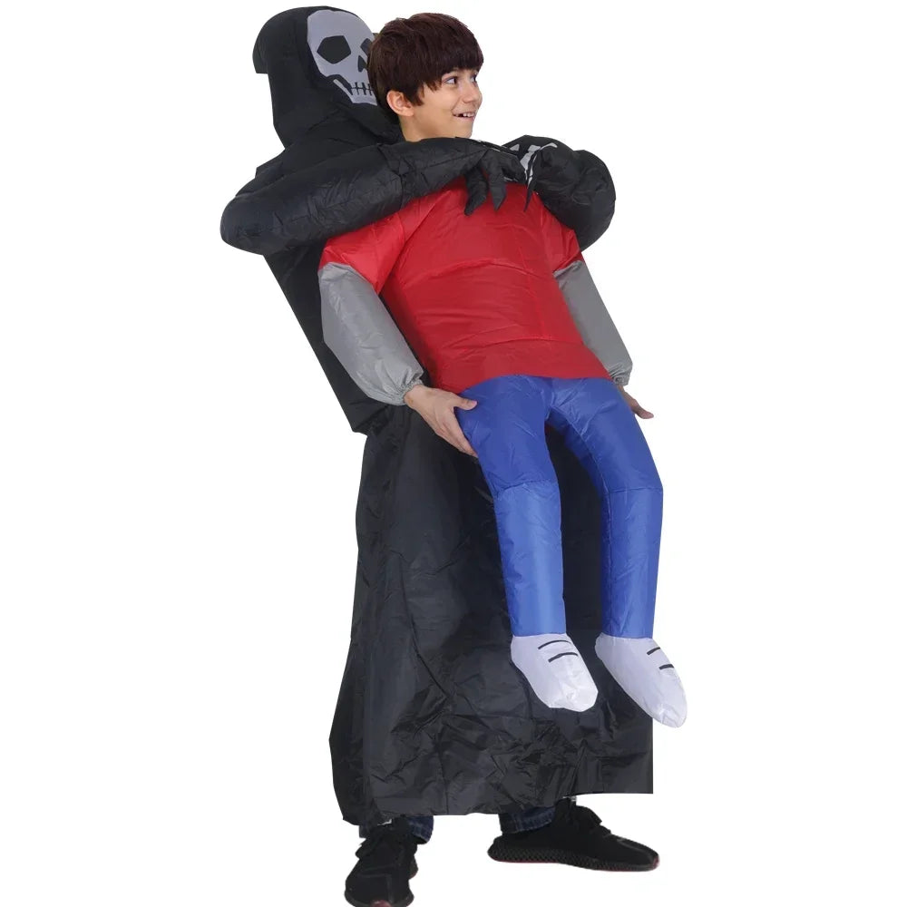 Costume de faucheuse gonflable pour adulte, tenue d'halloween effrayante