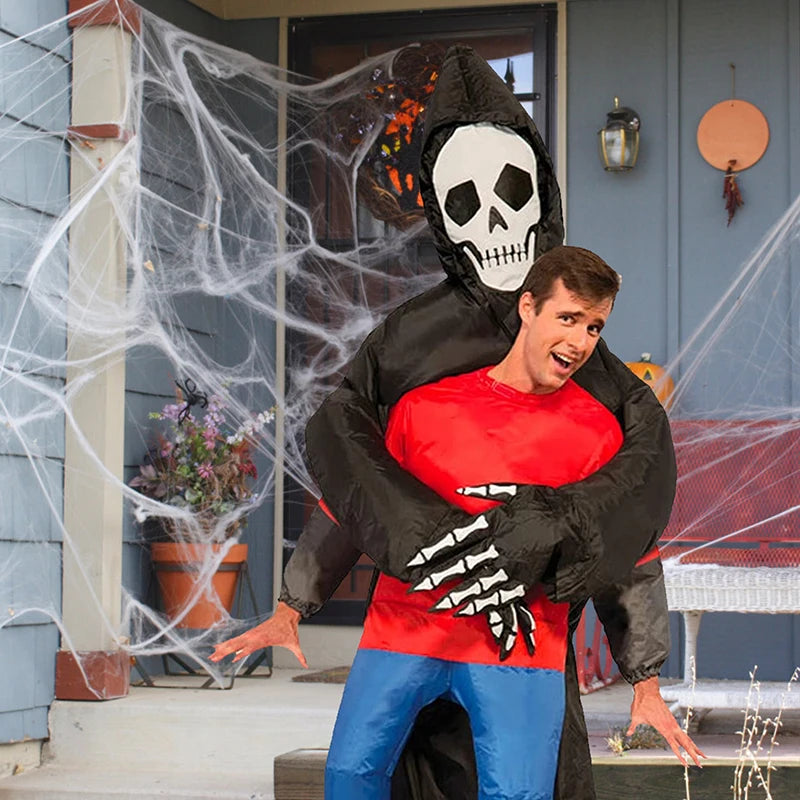 Costume de faucheuse gonflable pour adulte, tenue d'halloween effrayante