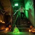 Halloween Glowing Magic Broom with Sound Effects Automatic Jumping Witch Broom Haunted House Secret Room Party Decoration